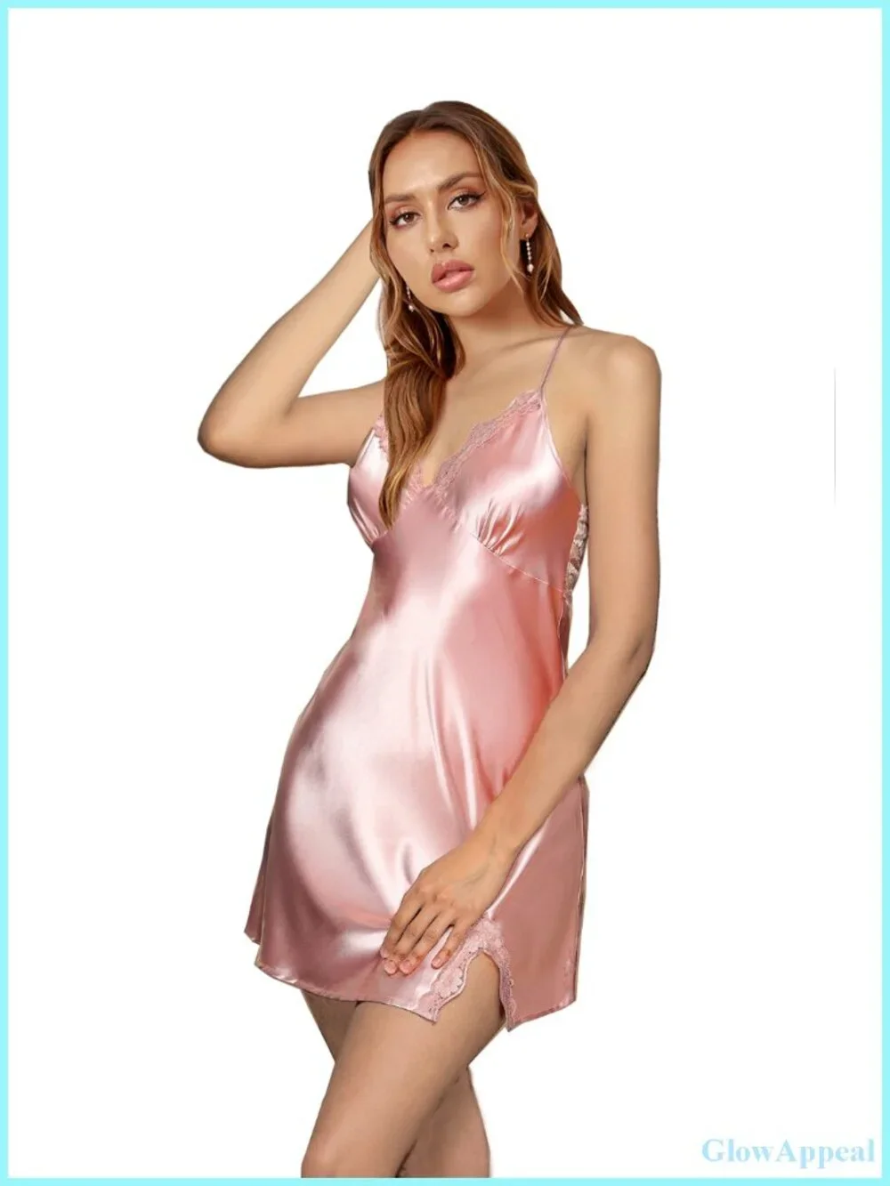 Silky Satin Lace Teddy Babydoll Nightgown Sleeveless Lounge Dress